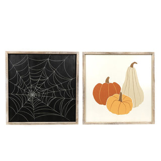 Reversible Wood Frame Sign (Web/Gourd) Adams Halloween Adams & Co.   