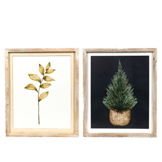 Reversible Wood Frame Sign (Pinetree/Leaves) Adams Fall/Thanksgiving Adams & Co.   