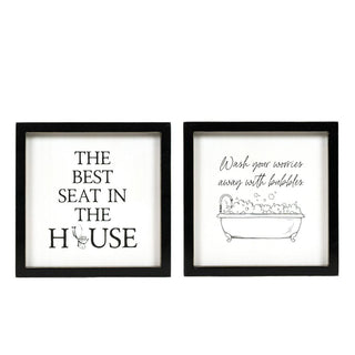 Reversible Wood Frame Sign (Bubbles/House) White/Black Adams Everyday Adams & Co.   