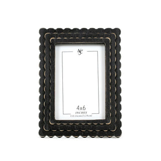 Wood Scallop Photo Frame (4X6) Black Adams Everyday Adams & Co.   