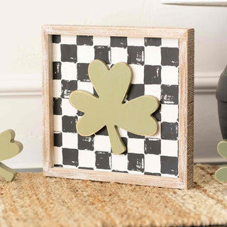 Reversible Wood Frame Sign (HEART/CLOVER) Adams Valentines Adams & Co.