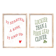 Reversible Wood Frame Sign (Kiss/Clover) Adams Valentines Adams & Co.