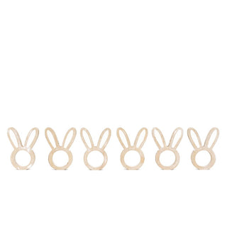 Wood Napkin Rings S/6 (Bunny) Natural & White Adams Easter/Spring Adams & Co.