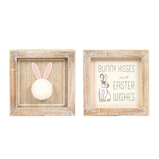 Reversible Wood Frame Sign (Bunny/Kisses) + Badams