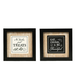 Reversible Wood Frame Sign (Treats/Eat) Ntrl/Wh/Bk Adams Halloween Adams & Co.