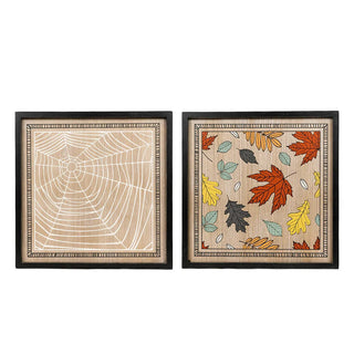 Reversible Wood Frame Sign (Web/Leaves) Adams Halloween Adams & Co.