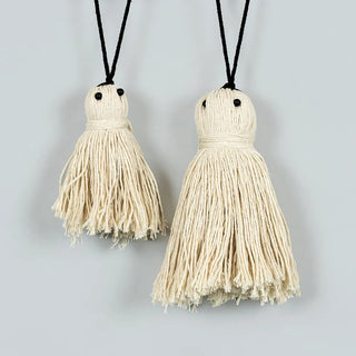 Tassel Ghost Ornament S/2 (Ghosts) Wh/Bk Adams Fall Adams & Co.
