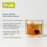 Glass Double-Walled Insulated Whiskey Glasses - Set of 2 TRUE