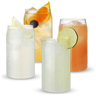 Glass Beer Can Shaped Pint Glasses - Set of 4 TRUE