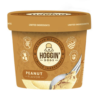 Hoggin' Dogs no sugar added ice cream mix for dogs, peanut flavor in brown packaging