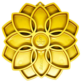 Mandala Design eTray Enrichment Tray for Dogs, yellow flower-shaped plastic