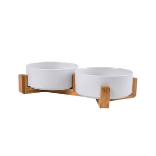 Raised Ceramic Pet Bowl Set with Wooden Stand_CWMM5939 Toby Supply WHITE3 (11cm) 1