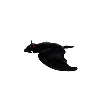 Desert Bat dog toy in black fabric with red stitching
