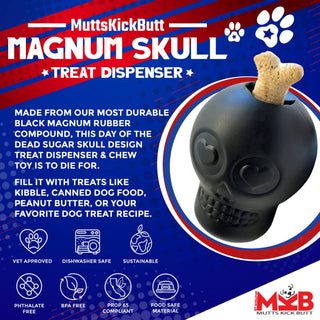 Halloween Skull Treat Dispensing Rubber Toy Dapper SodaPup Dog Toys