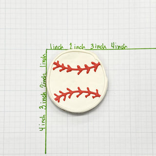 Sports Ball Buffet Cookies round white iced cookie with red baseball seams