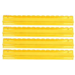 Four 20-inch yellow acrylic scalloped mahjong racks for tile storage