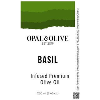 Infused EVOO - Basil Flavored Olive Oil Opal and Olive   