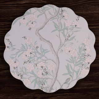 VIDA Chinoiserie Reversible Round Placemats Set of 4 (Light Teal & White) Beatriz Ball