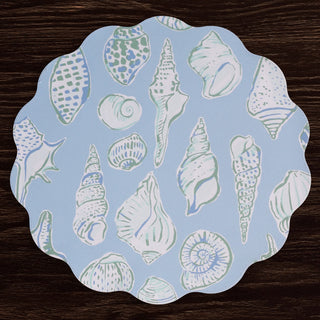 VIDA Shells & Scallops Reversible Round Placemats Set of 4 (Blue & White) Beatriz Ball
