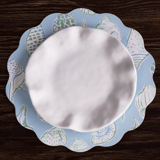 VIDA Shells & Scallops Reversible Round Placemats Set of 4 (Blue & White) Beatriz Ball