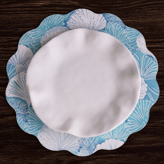 VIDA Shells & Scallops Reversible Round Placemats Set of 4 (Blue & White) Beatriz Ball