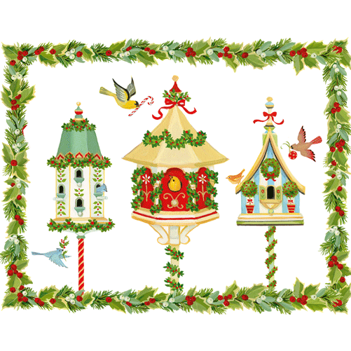 Christmas Birdhouses - Christmas Card Box A Size 16 In  Caspari   