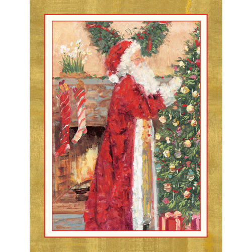 Santa At The Fireplace - Cmas C Size 16 In  Caspari   