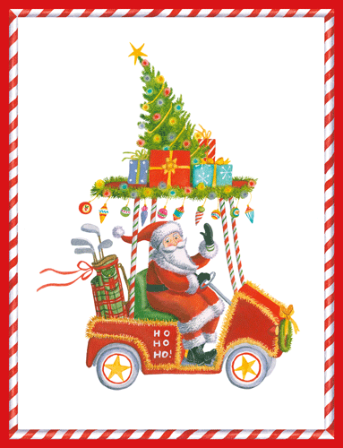 Santa In Golf Cart Foil - Cmas C Size 10-In Foil  Caspari   