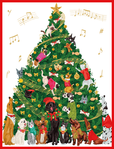 Dogs And Cats Christmas Tree - Cmas D Size 16 In  Caspari   