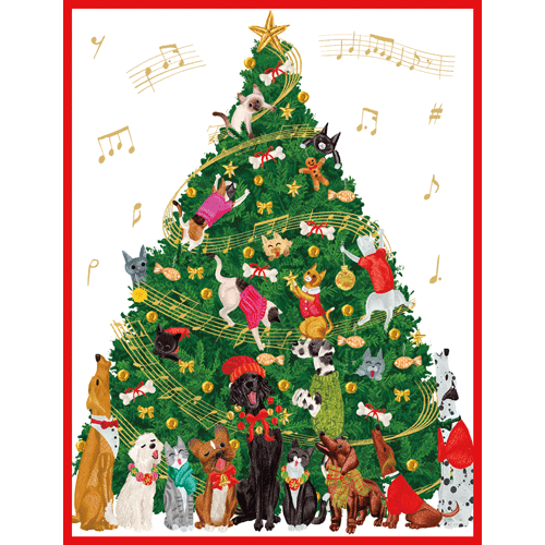 Dogs And Cats Christmas Tree - Cmas D Size 16 In  Caspari   