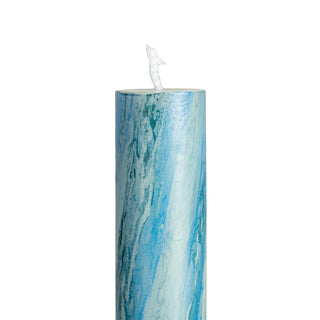 10"H Unscented Taper Candles in Box, Marbled Blue, Set of 2 Candles & Matches Creative Co-Op