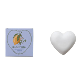 Lemon Verbena soap set with pastel purple box; 2 pieces including a heart-shaped soap with olive oil & shea butter