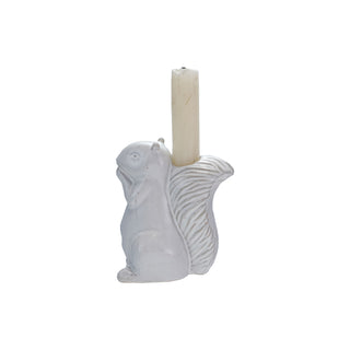 Stoneware Squirrel Shaped Taper Holder, White (Each Will Vary) Candleholders Creative Co-Op