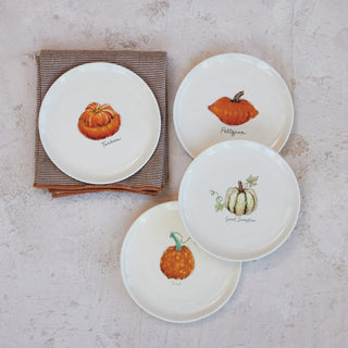 6" Round Stoneware Plate with Pumpkin/Squash Plate Creative Co-Op