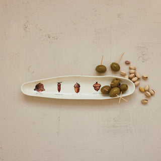 Stoneware Cracker Dish with Acorns, Brown Serveware Creative Co-Op