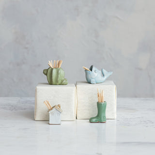 Stoneware Fish Shaped Toothpick Holder (Each One Will Vary) Serveware Creative Co-Op