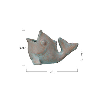 Stoneware Fish Shaped Toothpick Holder (Each One Will Vary) Serveware Creative Co-Op