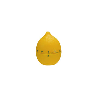 Plastic lemon-shaped 1-hour twist timer in bright yellow, a cheerful kitchen accessory