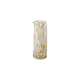 42 oz Confetti glass handle-less pitcher with multicolor speckled pattern