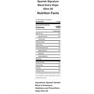 Extra Virgin Olive Oil - Spanish Signature Blend Extra Virgin Varietals Opal and Olive   