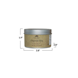Chipotle BBQ seasoning in a kraft-label metal tin, 2 oz.