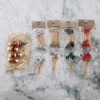Bamboo Single Use Skewers with Tree Shaped Handles Serving Pieces Creative Co-Op