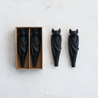 Unscented Bat Shaped Taper Candles in Box, Black Candles Creative Co-Op