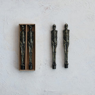 Unscented Skeleton Shaped Taper Candles in Box Candles Creative Co-Op