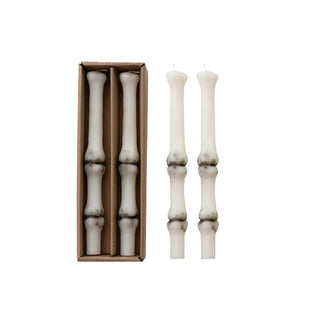 Bone-shaped taper candles, boxed set of 4, white, unlit