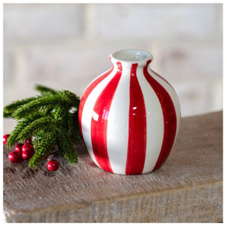 Red/White Stripe Dolomite Vase PD Home