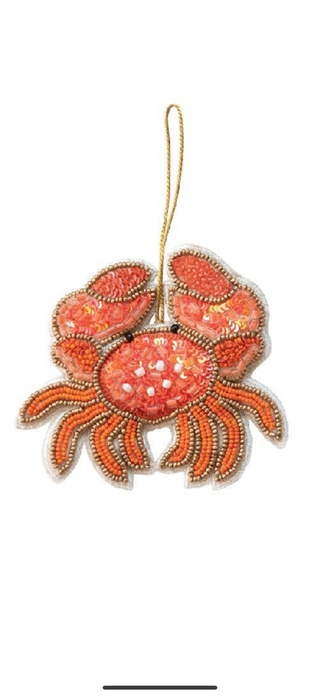 Handmade Beaded Fabric Crustacean Ornament with Sequins
