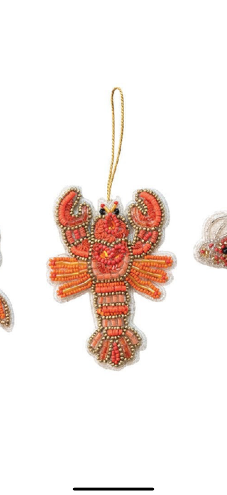 Handmade Beaded Fabric Crustacean Ornament with Sequins