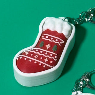 Christmas Clicker Keychains V2 – 3D Printed Holiday Fidgets Opal and Olive Stocking Red