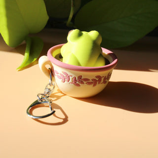Froggy Friends Clicker Keychains – Tea Cup & Witch Hat Edition
